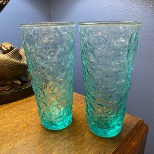 Vintage Lido Milano Glasses. Hard to find Aqua! No chips or cracks! Set of 2.